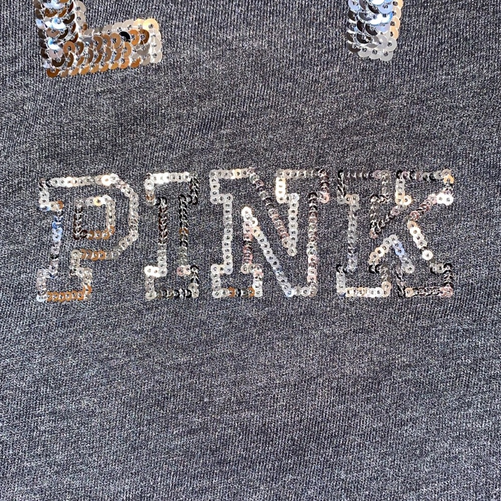 Victoria’s Secret PINK Dark Gray w/ Silver Sequin Bling Sweater. - Picture 3 of 12